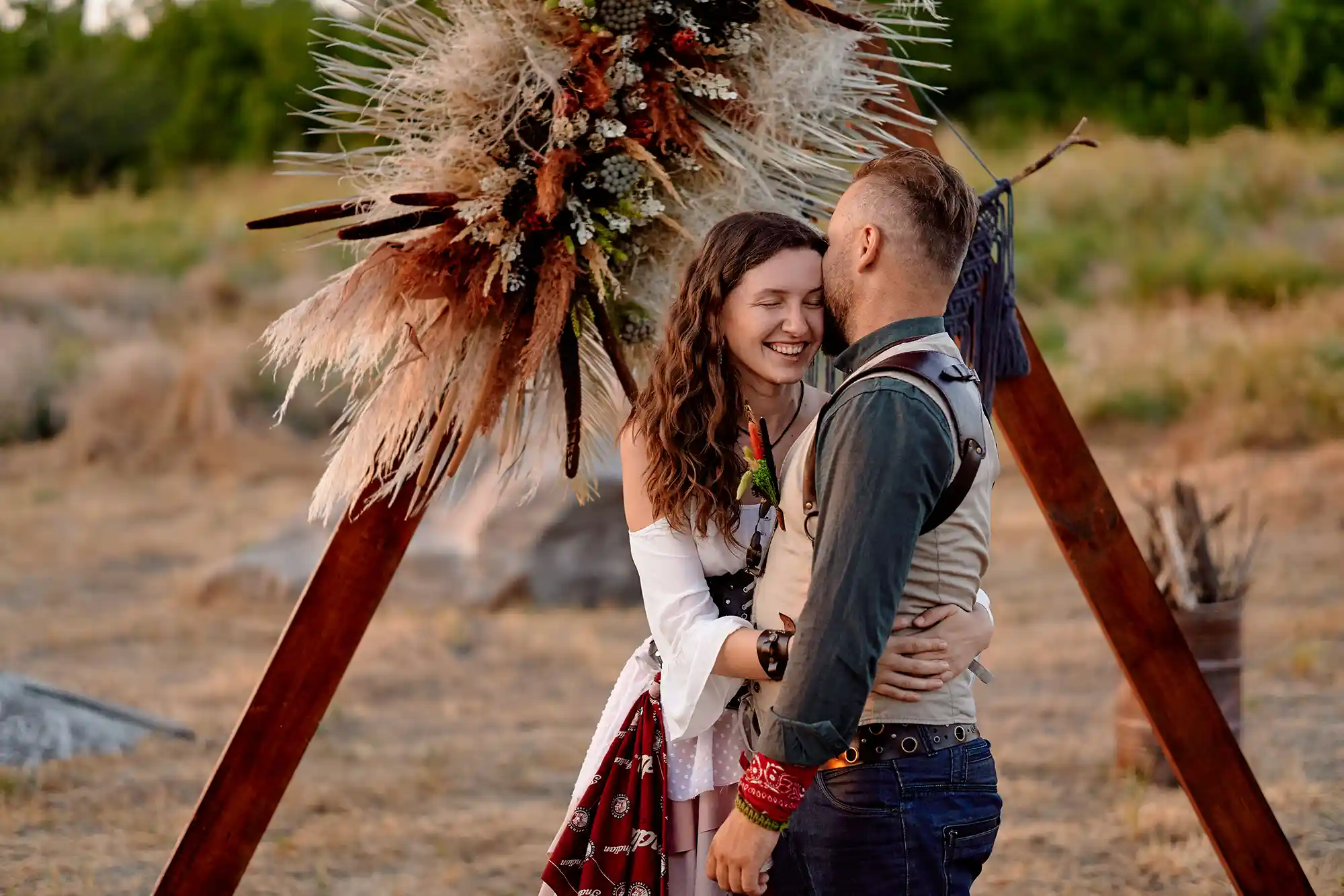 sunset biker wedding ceremony